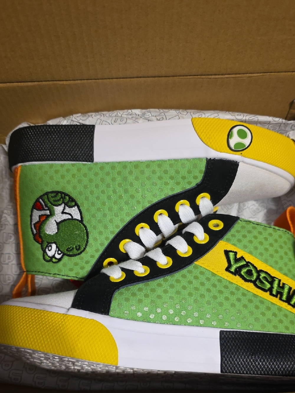 Kids' Green Lace-Up Sneakers with Yellow Accents